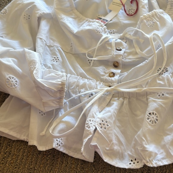 Ciao Lucia Olympia Top NWT in white NEW Sz XS eyelet 100% cotton blouse peplum - Picture 4 of 10